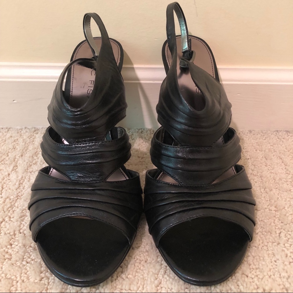 Marc Fisher Black Leather Heels: Comfy/Worn Twice